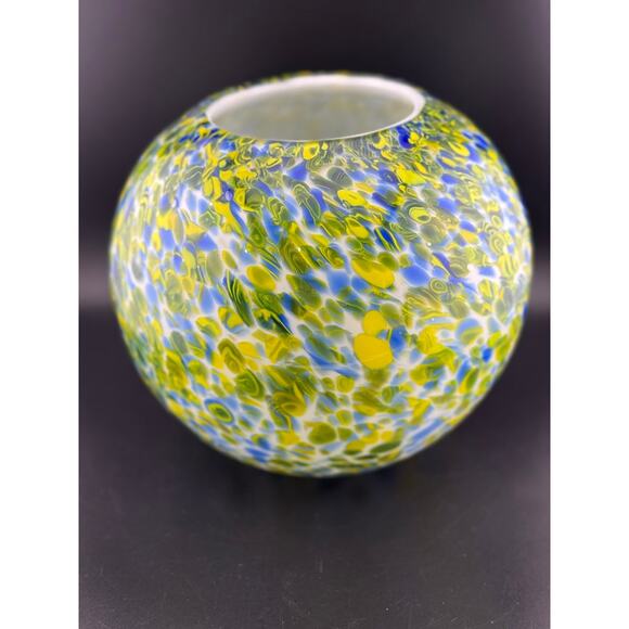 Yellow & Blue Swirl Glass Vase - Picture 3 of 5